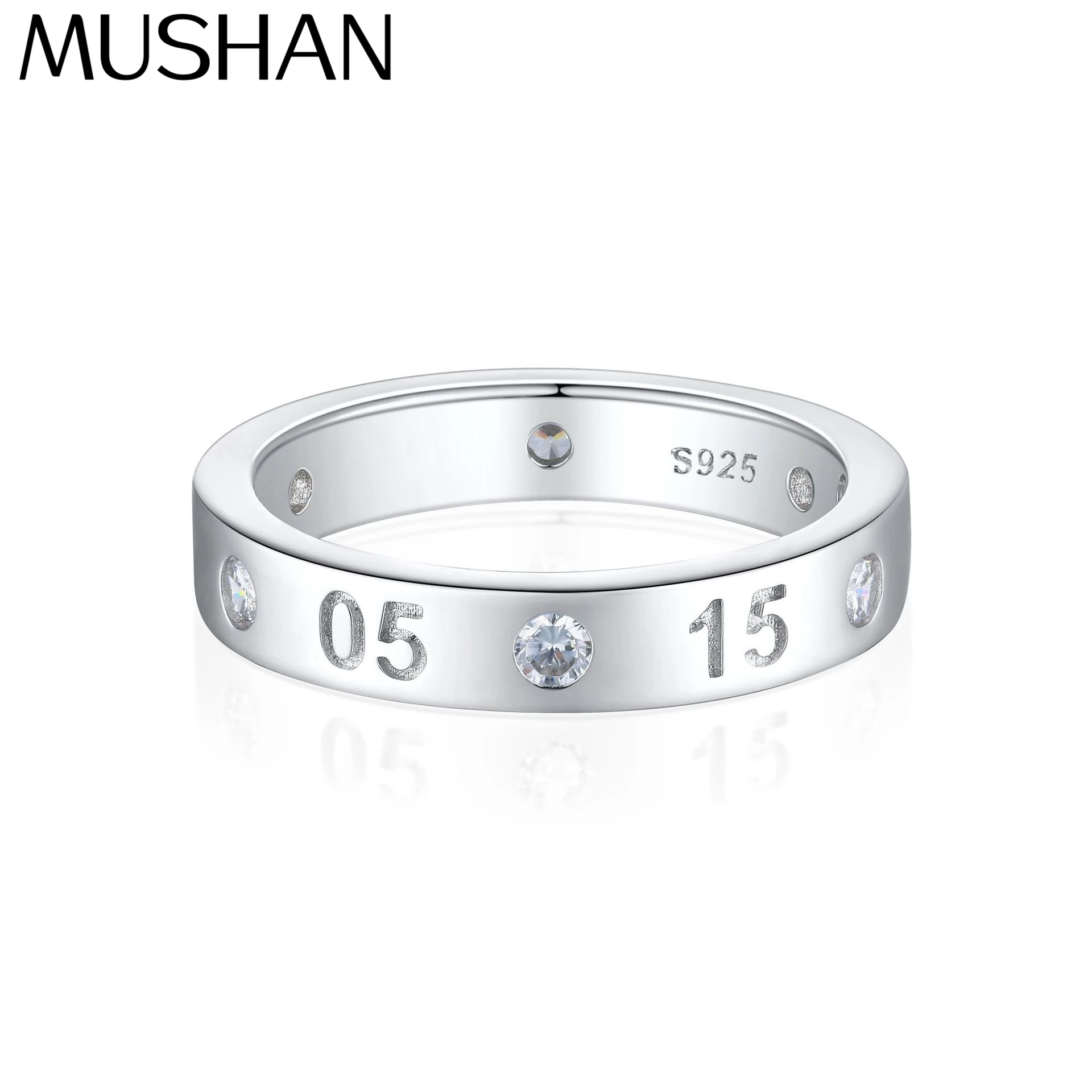 

MuShan Jewelry 925 Sterling Silver Ring Wedding Band High Carbon Diamond Bridal Shower Bridesmaid Gift Women Rings Fine Jewelry