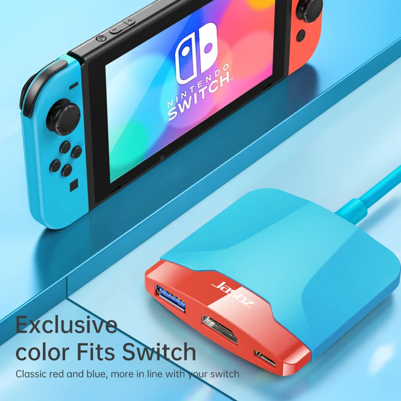 Adaptador de Expansão Tipo-C Multifuncional para Switch, Hub Metálico com Carga PD, USB 3.0, 3 em 1
