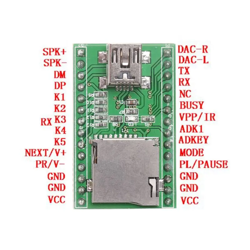 JQ6500-28P Voice Module USB Replace To 5 Way MP3 Voice Standard Serial Contr