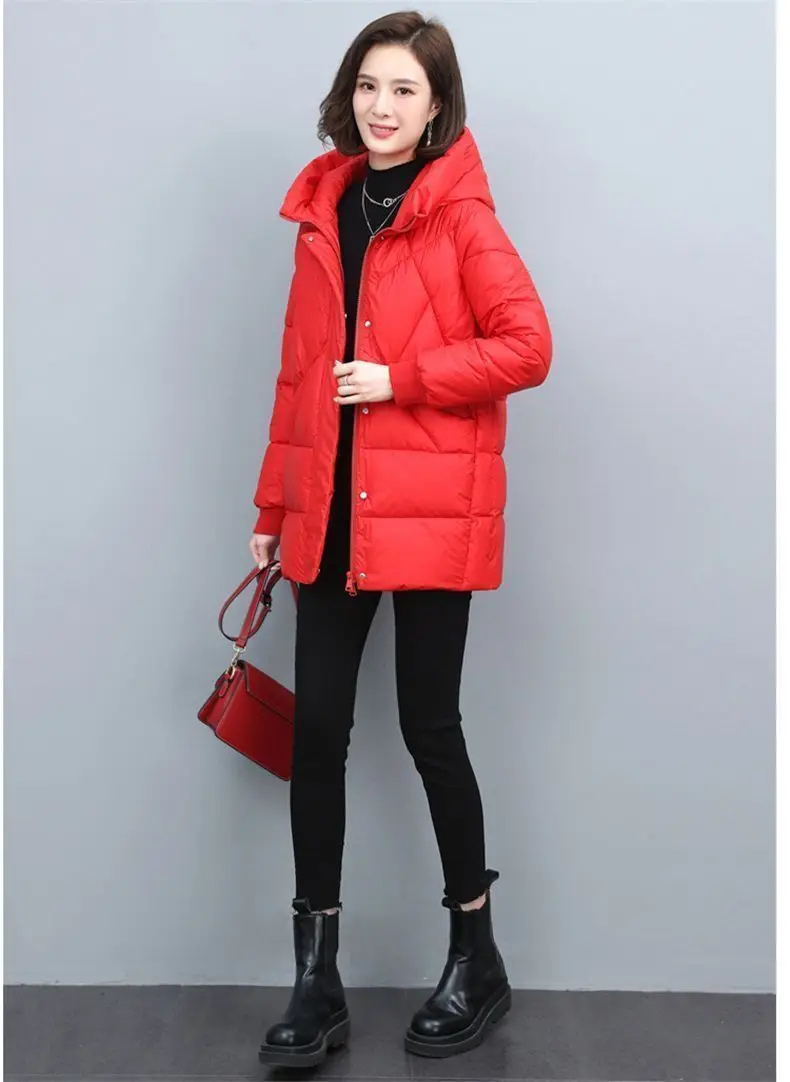 Down Cotton-Padded Jacket Women's Overcoat Winter 2026 New Thick Warm Parker Coat Fashion Loose Hooded Medium Long Cotton Jacket