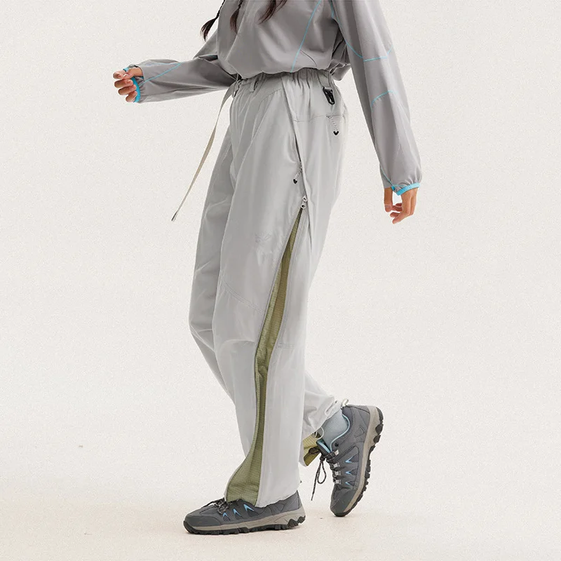 ซิปด้านข้างกีฬากลางแจ้งกันน้ำแห้งเร็วกางเกงผู้ชายผู้หญิงสตรีทแวร์หลวมสบายๆเทคแวร์แทร็คกางเกงจ็อกเกอร์กางเกง