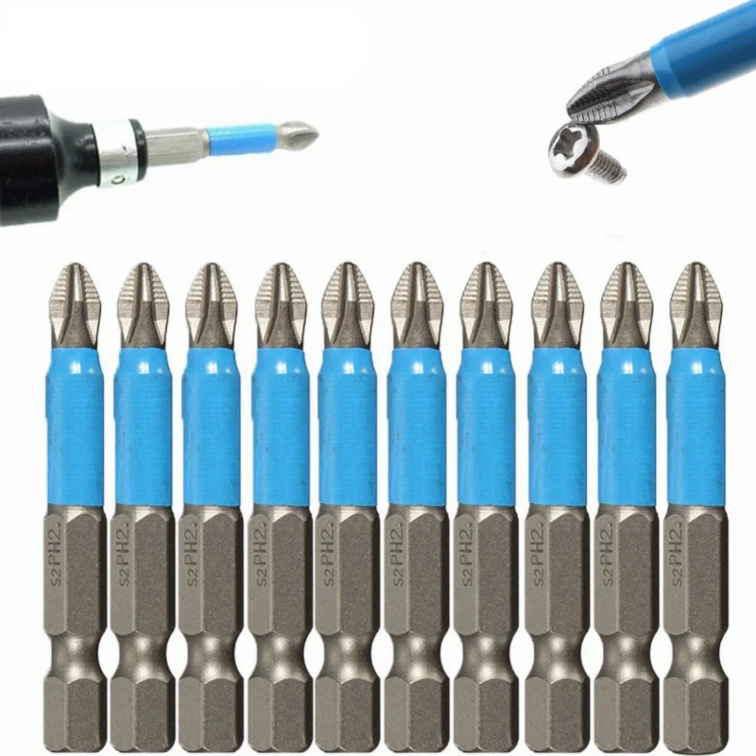 High-Quality Magnetic PH2 Cross Drill Bit Set - Durable Steel, Anti-Slip Precision Screwdriver Bits with Strong Grip for Wood an