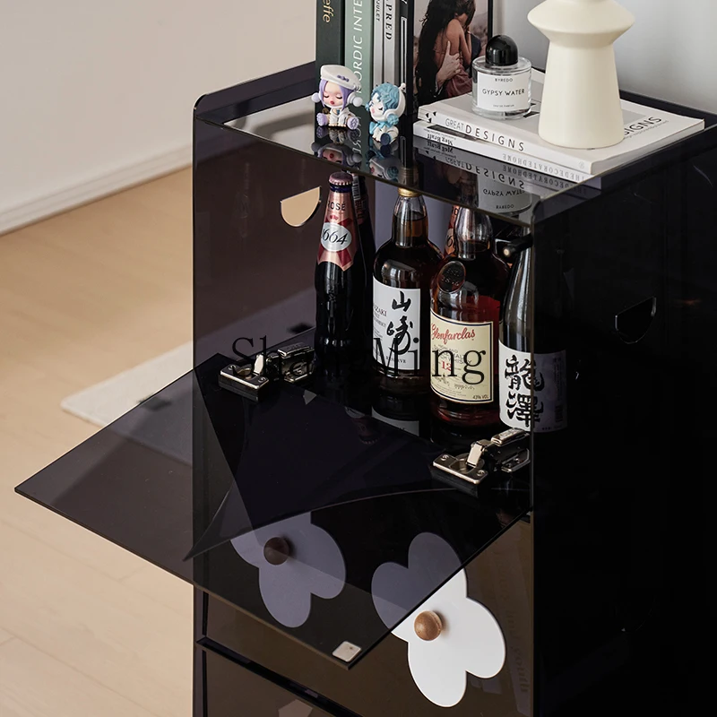 FG good-looking Retro Acrylic Movable Living Room Sofa Side Storage Cabinet Small Apartment Entryway Vintage Chest of Drawers