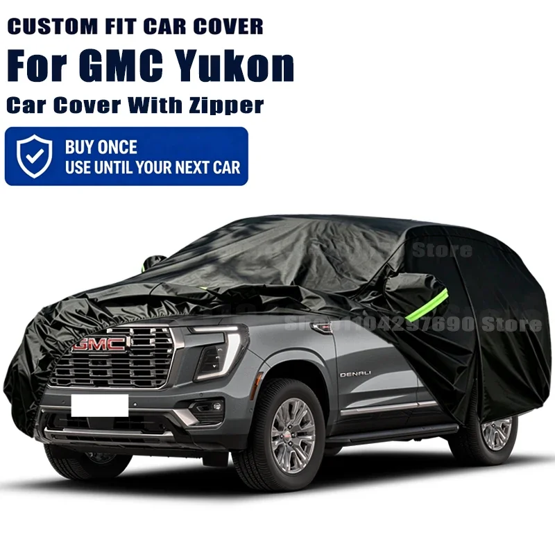 For GMC Yukon Outdoor Full Car Cover With Zipper Snow Cover Sunshade Waterproof Dustproof Exterior Protection