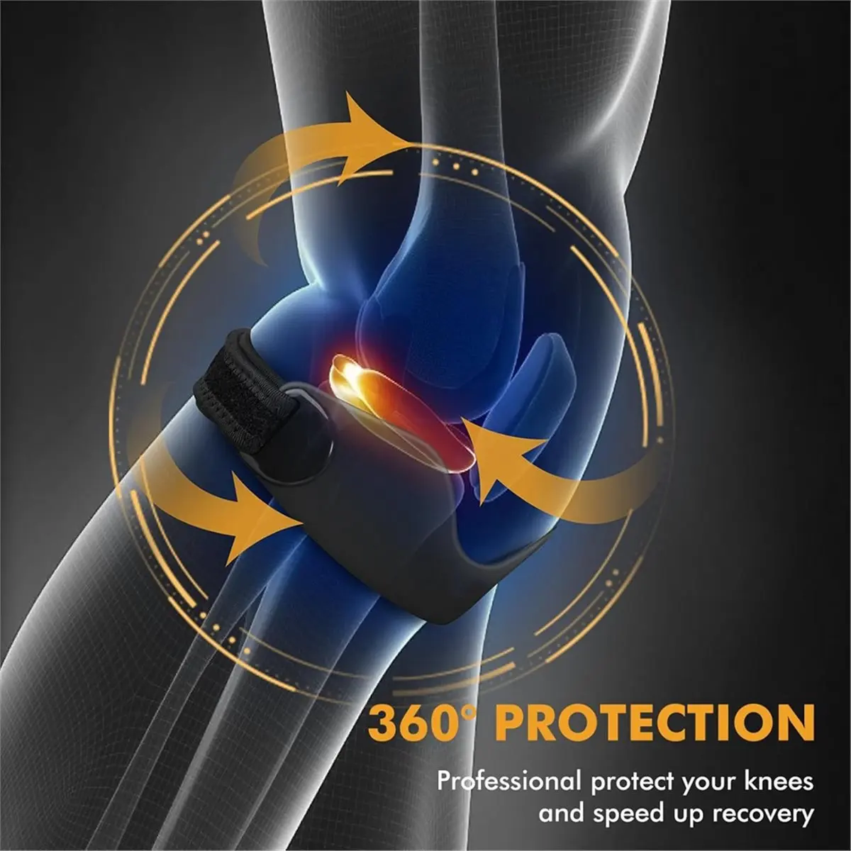 [NEW] Silicone Patellar Tendon Support Strap 2-Pack, Knee Brace for Women & Men, Adjustable Non-Slip Patella Band Support
