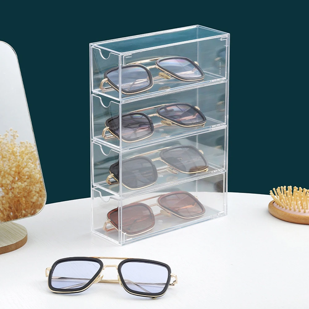 

4-Layer Plastic Drawer Storage Box Woman Jewelry Storage Box Transparent Sunglasses Storage Box Woman Cosmetic Storage Box