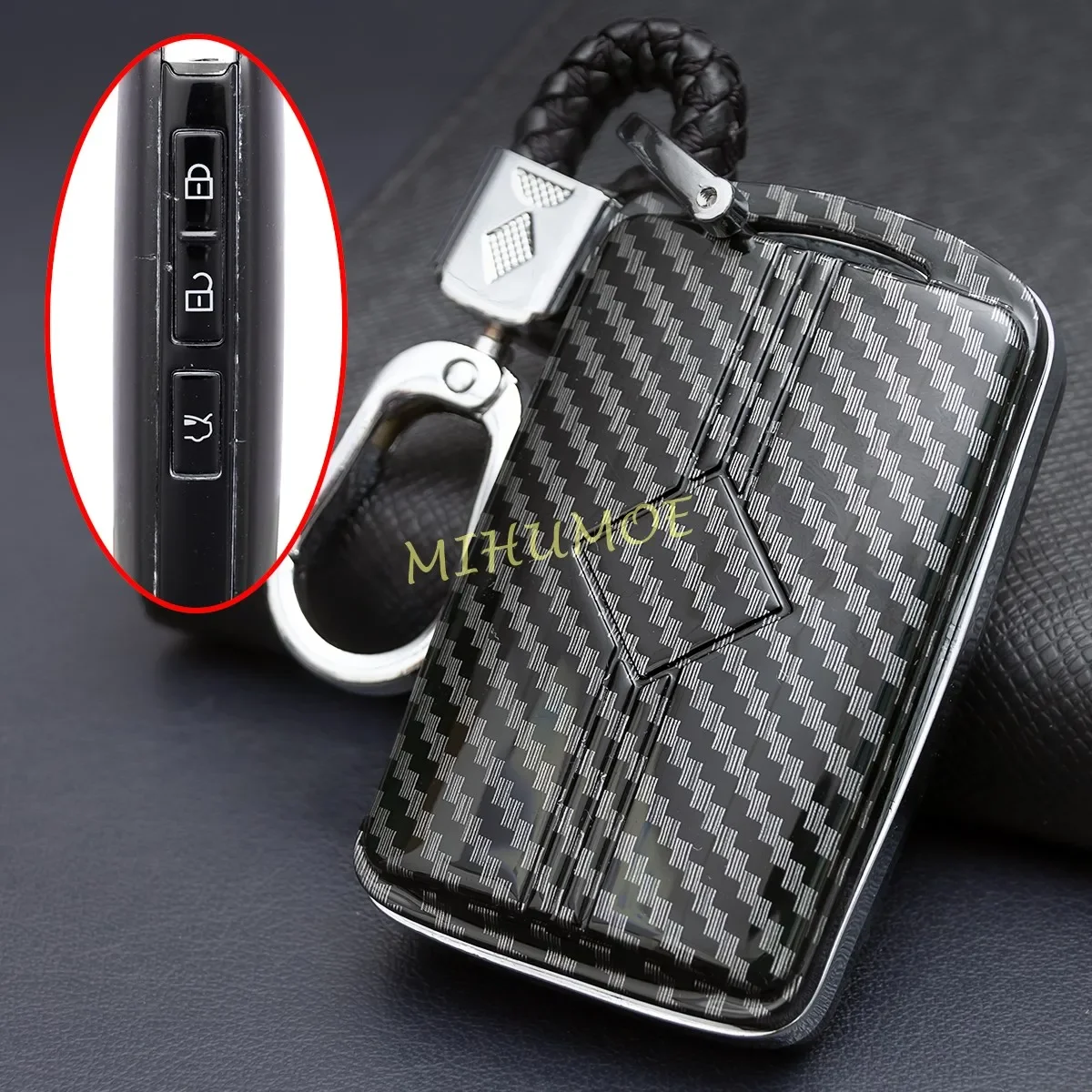 For Mazda 3 6 CX-30 CX-50 CX-90 CX-5 CX-9 MX-5 CX30 CX50 Carbon Fiber Car Remote Key Fob Cover Case Shell Chain Ring Accessories