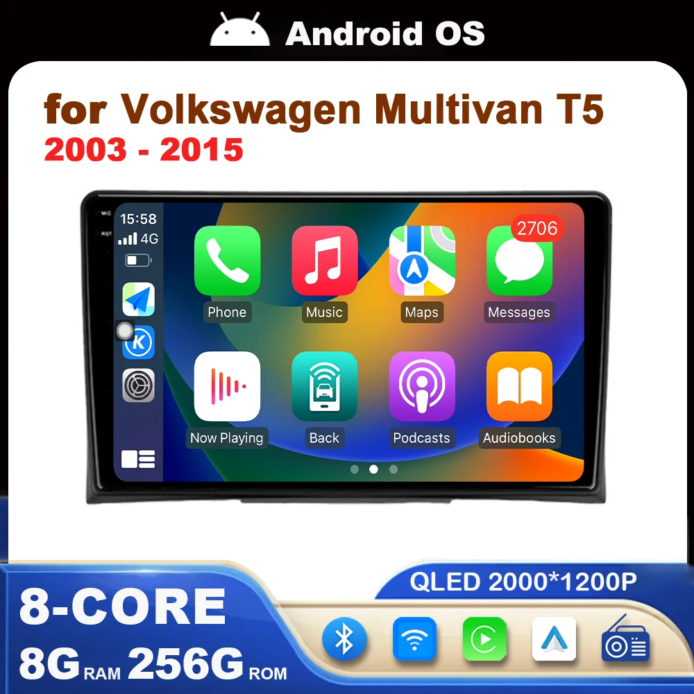 

9 inch Car Radio Multimedia Player Android System for Volkswagen Multivan T5 2003 - 2015 GPS Navigation Split Screen Bluetooth
