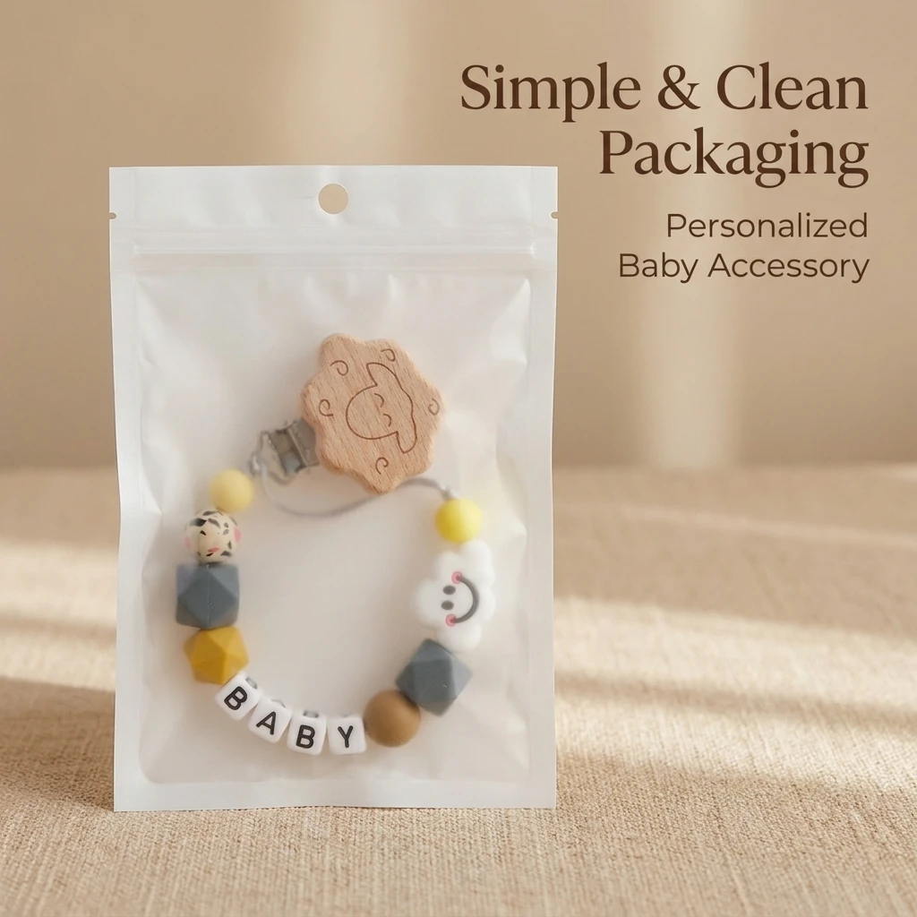 Custom Baby Name Dummy Chain Cute Cloud Silicone Teething Toy Wooden Sheep Clip BPA Free Newborn Chew Safe Gift - view 5