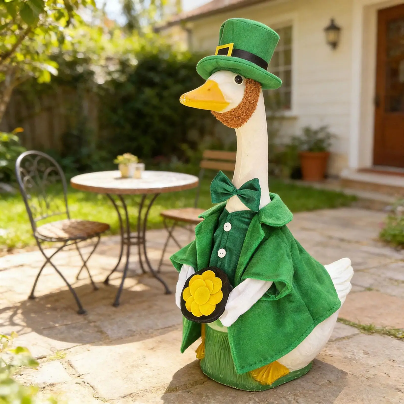 ST. Patrick's Day Goose Outfit with Hat Tie, Cute Festivals Goose Clothes, Porch Goose Costume for Lawn Garden Patio Wedding