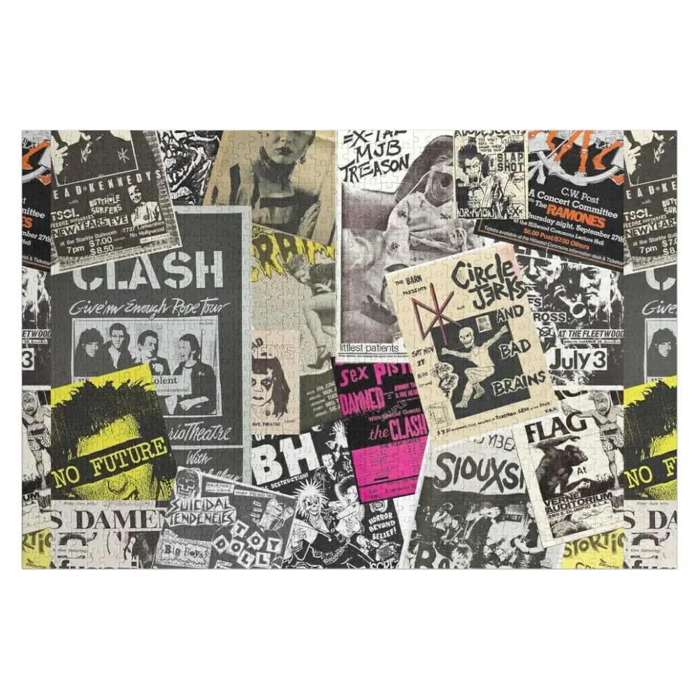 Punk Rock Music Flyers Collage Jigsaw Puzzle Woods For Adults Customized Toys For Kids Custom Name Wood Custom Child Puzzle