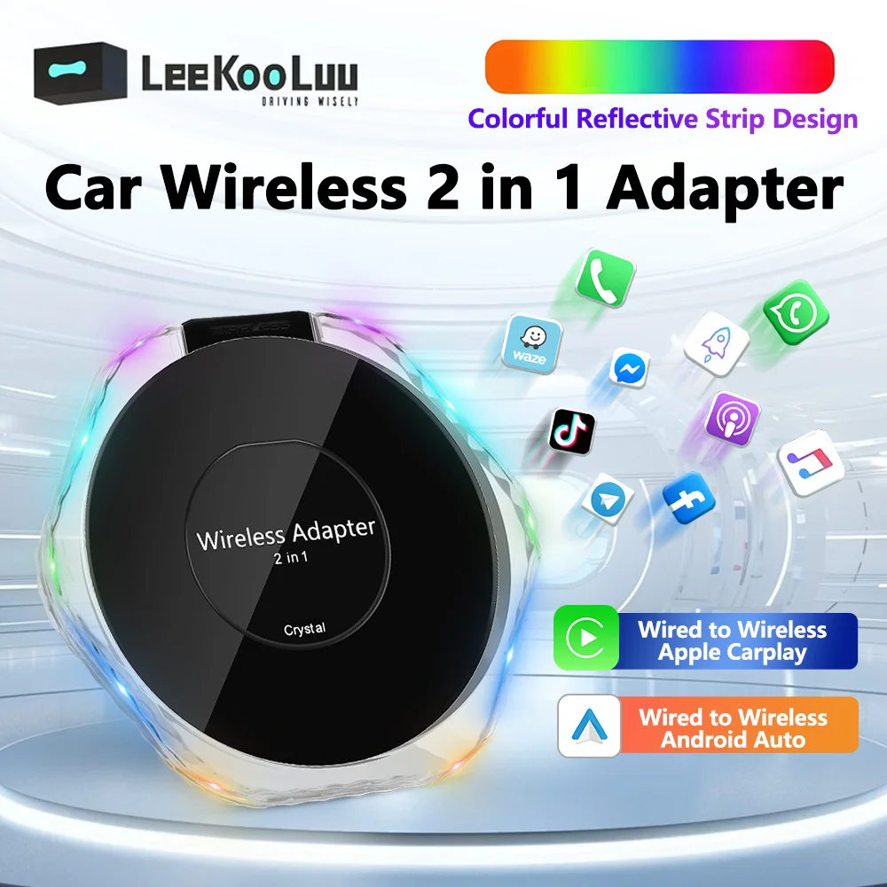 

LeeKooLuu CarPlay Ai Box Wired To Wireless CarPlay Wired Android Auto to Wireless Dongle Activator USB/Type-C Adapter