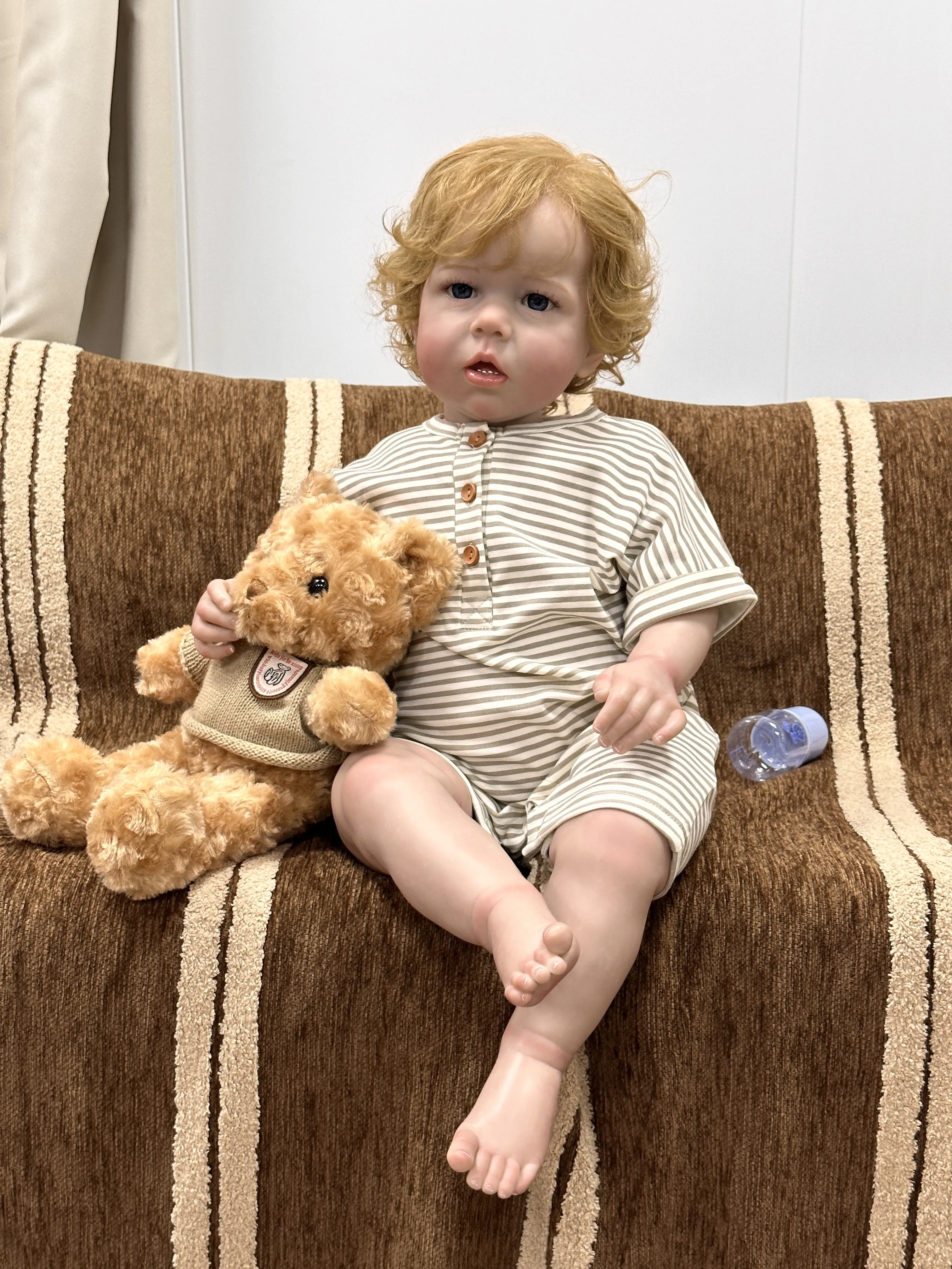 28 zoll/70 cm 3D Haut Handgemachte Weiche Silikon Reborn Cokela Puppe Spielzeug Für Mädchen Realistische Blonde Kleinkind junge Kunst Bebe Gig Größe