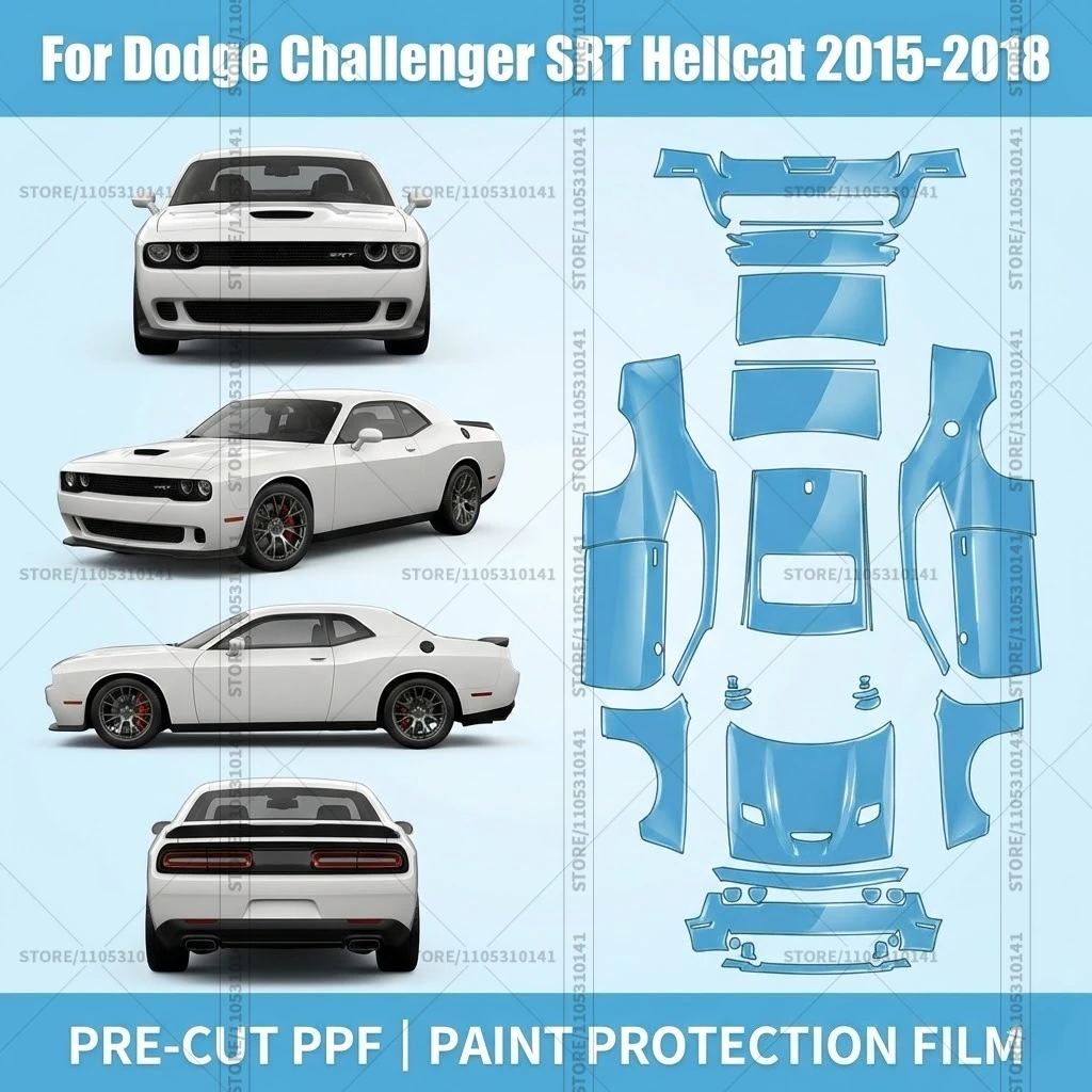 

For Dodge Challenger SRT Hellcat 2015-2018 Pre-Cut Paint Protection Film PPF Transparent Car Film Automotive PPF Full Vehicle