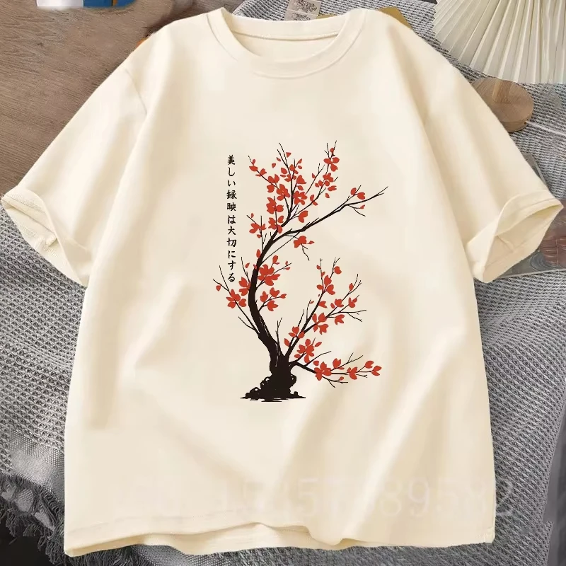 Cherry Graphic Print T Shirts Men'S Cotton T-Shirt Unisex Casual O-neck Short-Sleeve Tee Tops Overesized Tshirts Summer Clothing