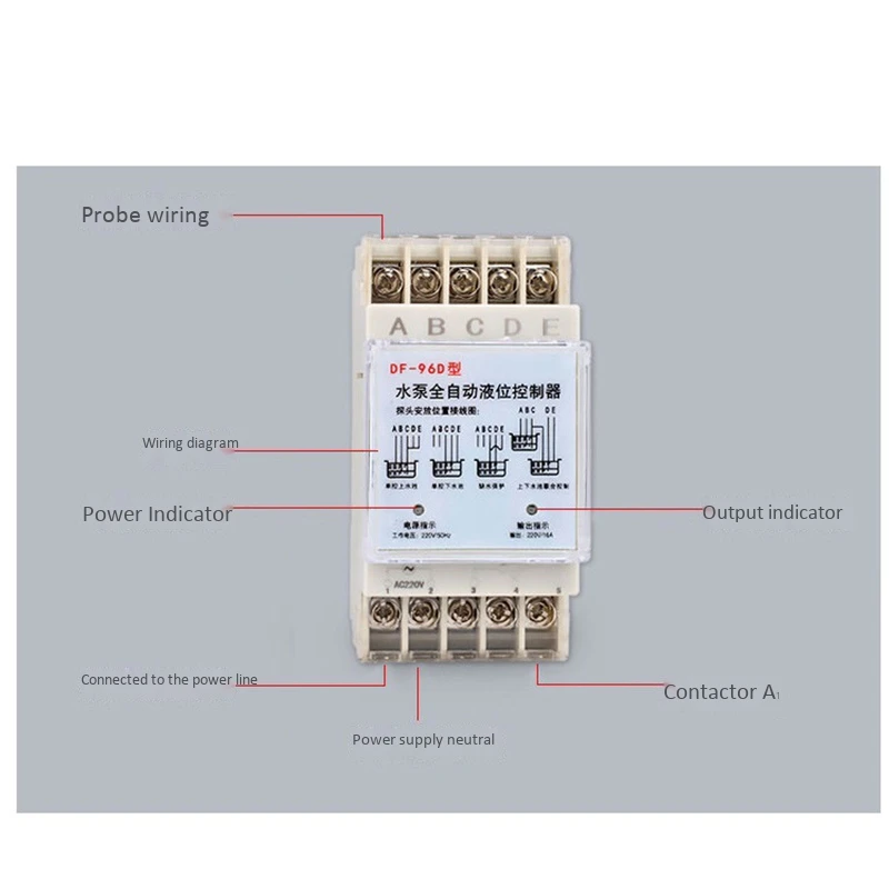 ABKW-DF-96D Automatic Water Level Controller Pump Cistern Auto Liquid Switch 220V Relay Switch