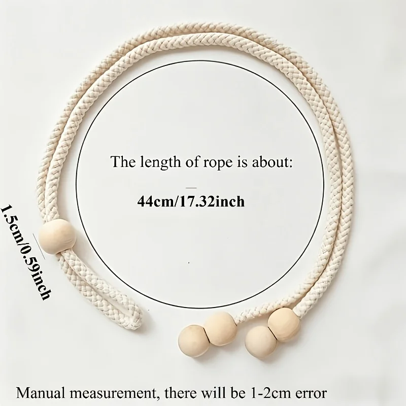4pcs of Wooden Bead Curtain Strap-adjustable Elastic, Exquisite and Simple Curtain Storage Belt Home Curtain Small Accessories