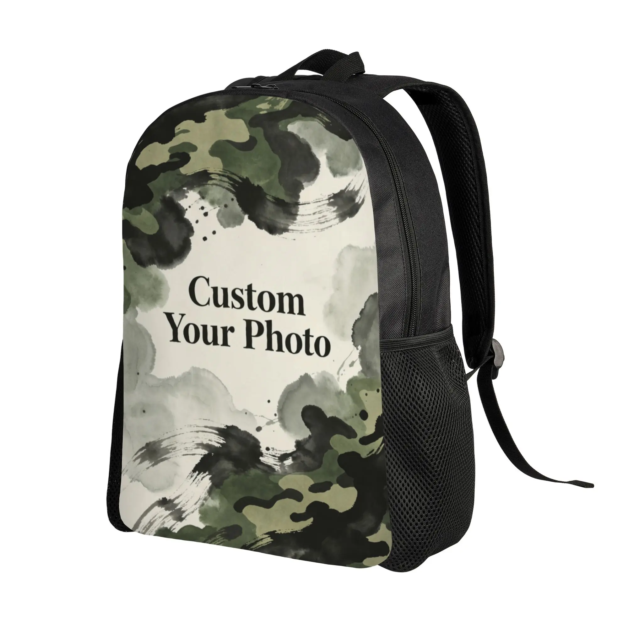 Custom Your Photo Logo Text Laptop Backpack Women Men Fashion Bookbag for College School Student Camouflage Bags