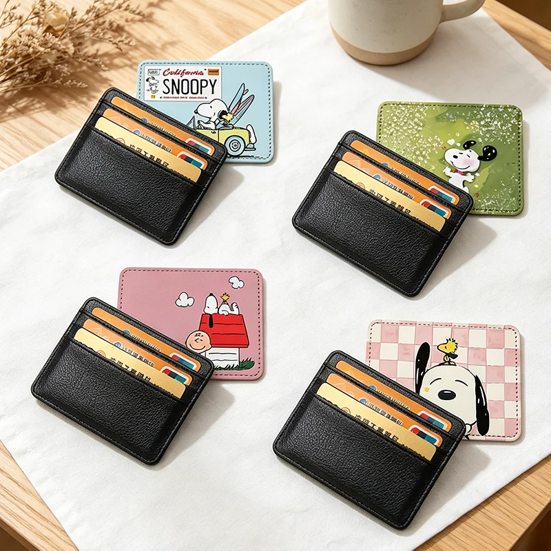 

Snoopys Thermal Sublimation Card Sleeve Female Credit Cards Holder Woman cute PU Wallet ID Cards Pack Cartoon Passport Card Bag