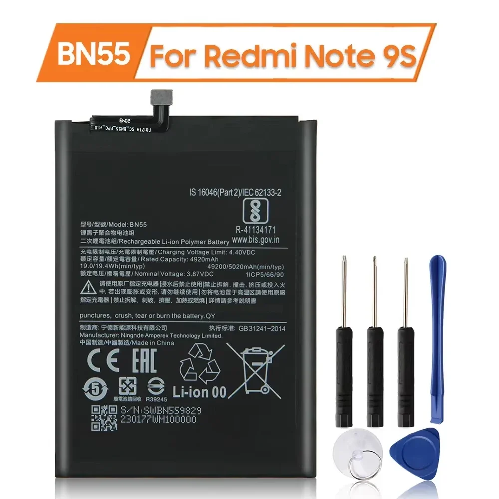 

Дата производства 2024, новая сменная батарея BN55 для Xiaomi Note 9S Note9S, перезаряжаемые батареи для телефона, 5020 мАч, длительный срок службы