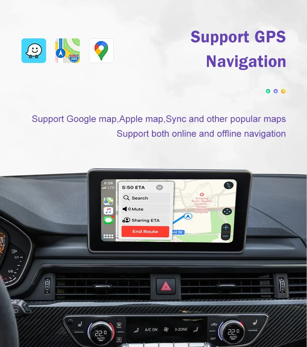 Kabelloses CarPlay für Audi A4 B9 A5 2016-2018 Android Auto Mirror Link AirPlay Rückfahrkamera Multimedia-Zubehör – Detail 10