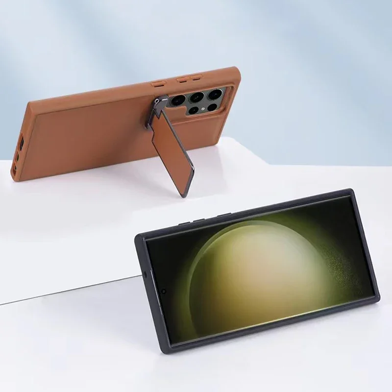 чехол For Samsung Galaxy S23 Ultra / S24 Ultra Back Stand Holder Business Leather Cover 갤럭시 s23 울트라 케이스