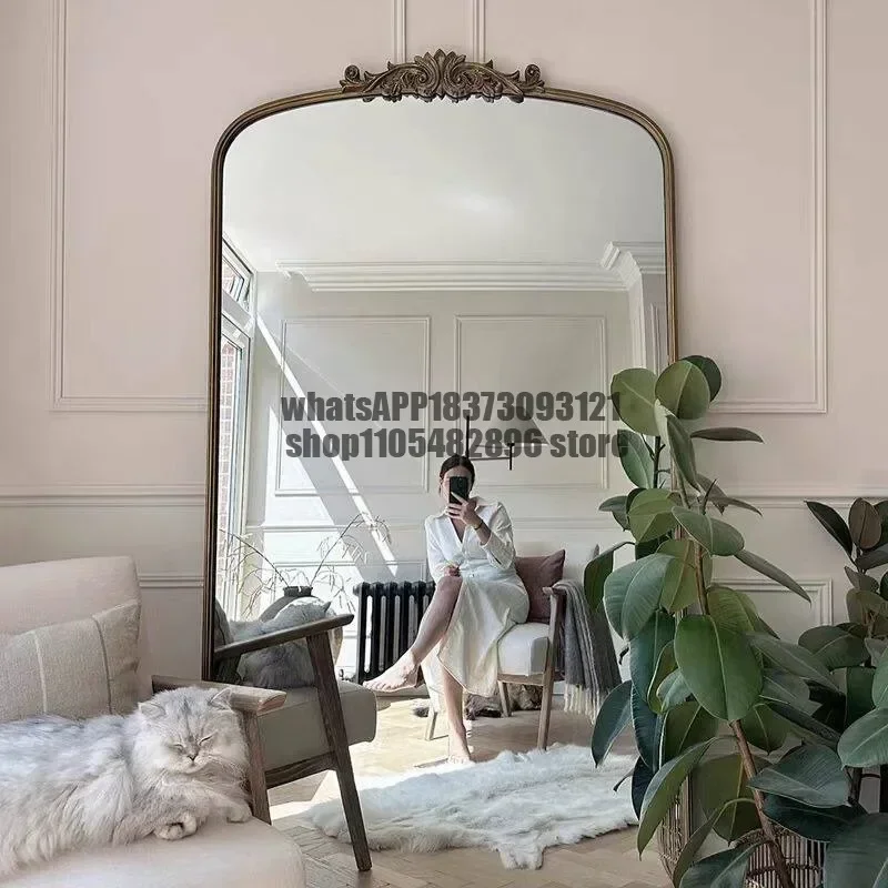 American carved vintage dressing mirror wall-mounted wall-mounted vintage French floor-to-ceiling style