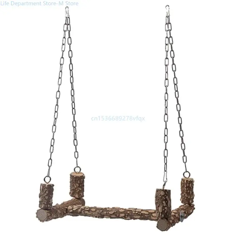 

Bird Swing Natural Perch 15in Wooden Stand Chew Toy Cage Accessorires