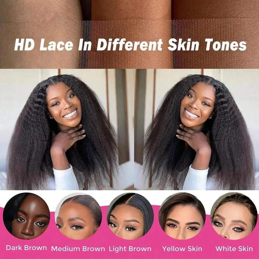 Pelucas delanteras de encaje recto rizado cabello humano 34 pulgadas 250% densidad Yaki recto 13x4 transparente HD pelucas de encaje pre-todo