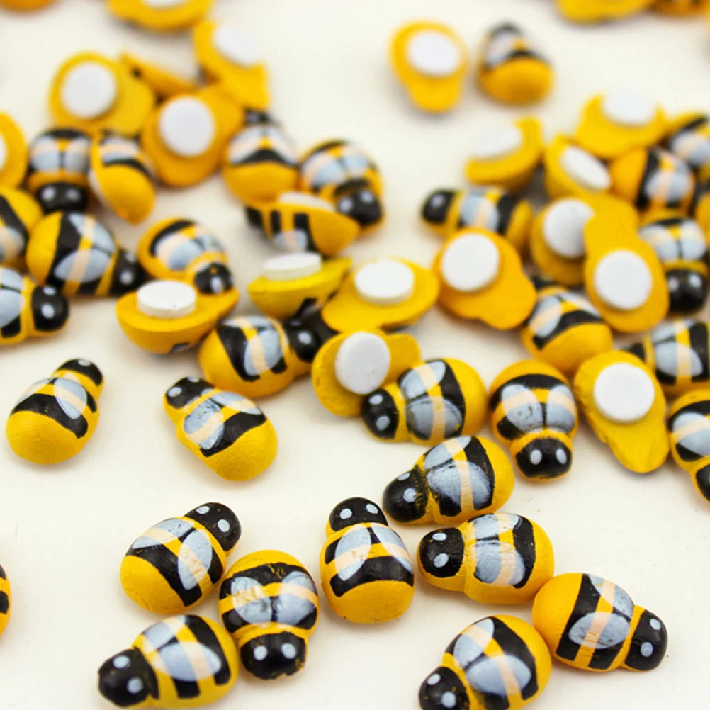 

200pcs Wooden Craft Decorations Smooth Craft Bee Ornament For Scrapbooking Greeting Cards Diy Garden Decoration Landscape