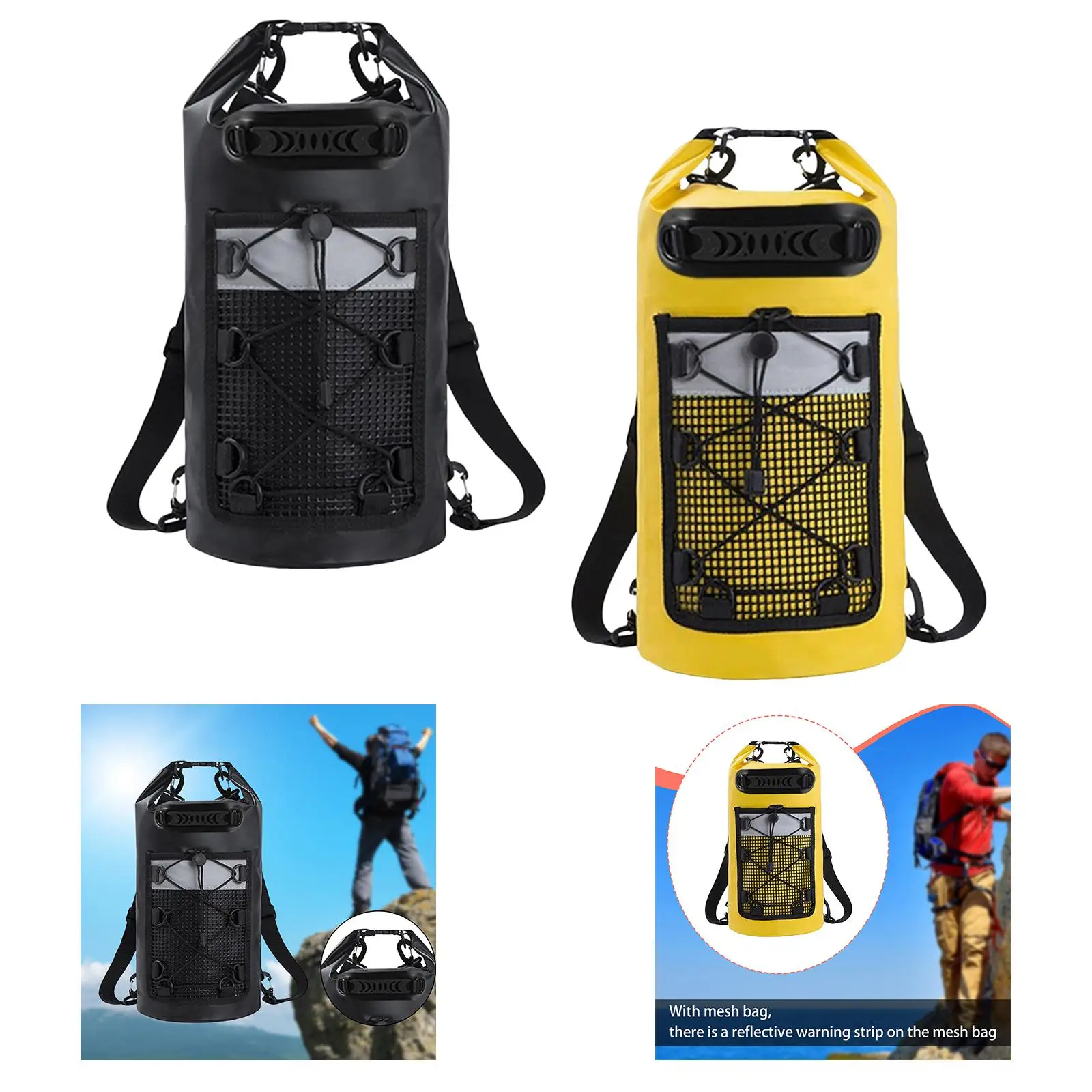 شريط تحذيري عاكس للحقيبة الجافة مع مقبض 30 لتر للتخييم والتجديف