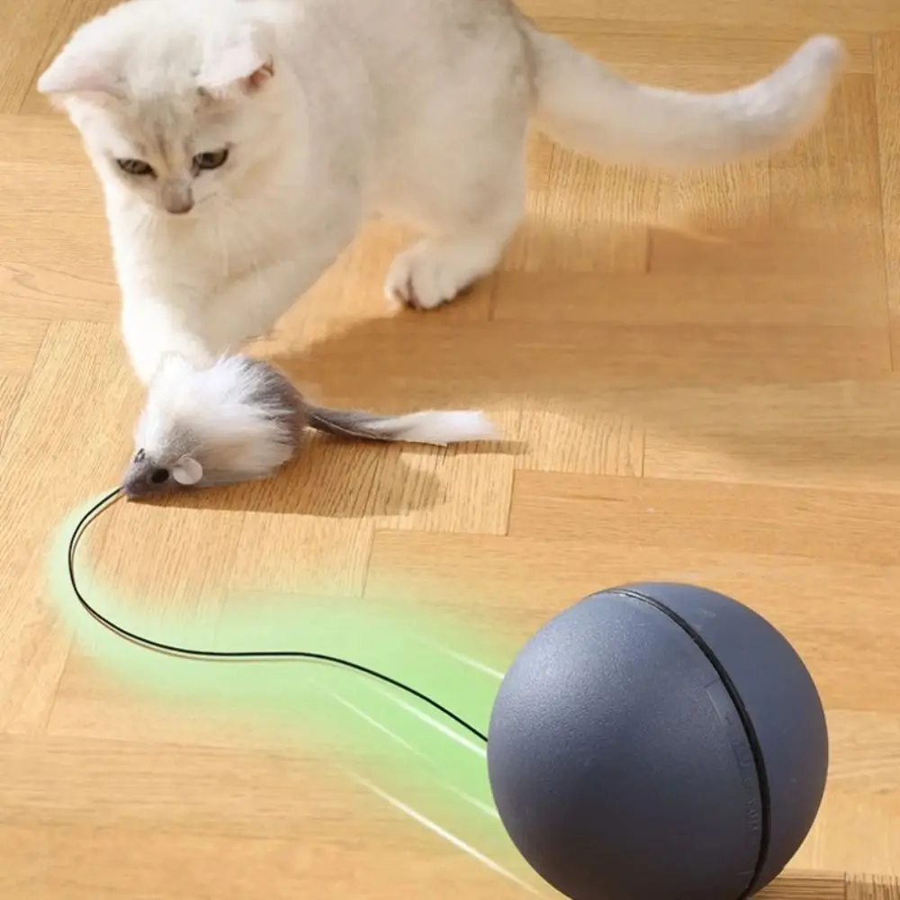 

ABS Automatic Electric Cat Toy Simulated Tail Interactive Automatic Rolling Ball Toy Multifunctional with Mouse Cat Ball Toys