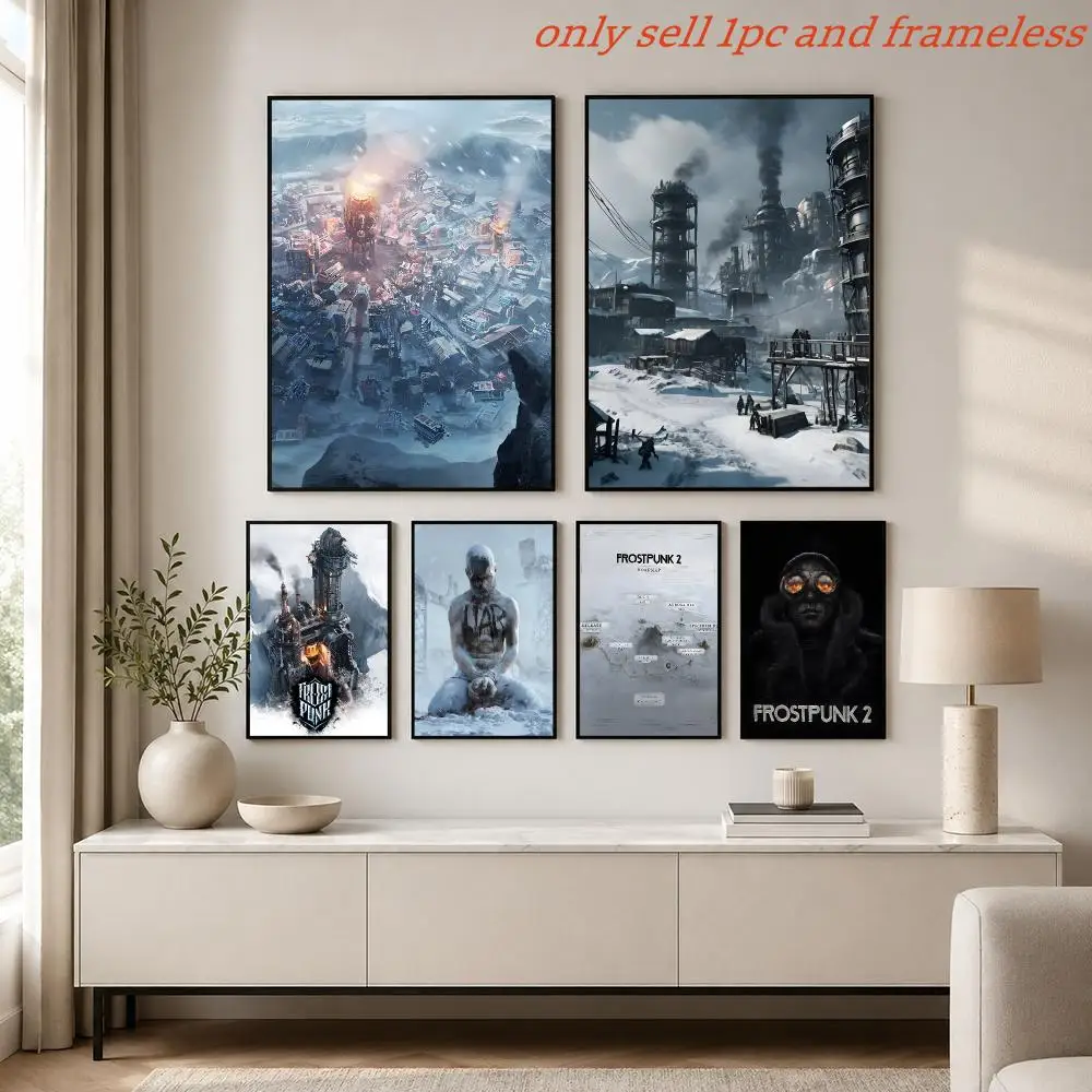 Frostpunk Frozen City Survival Poster Print Home Living Room Bedroom Entrance Bar Cafe Art Painting Decora