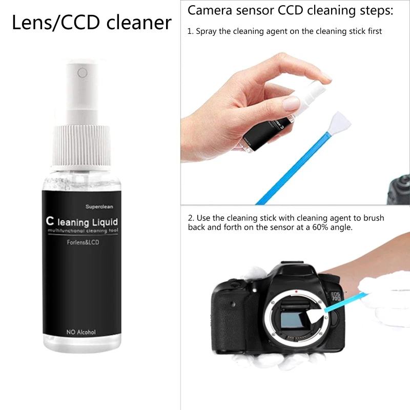 60ml DSLR CCD CMOS detergente per schermo della fotocamera Spray per la rimozione della polvere dello schermo del telefono cellulare