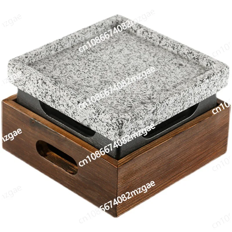

Grooved dense hole volcanic rock barbecue plate Japanese barbecue grill Teppanyaki steak plate High temperature slate barbecue