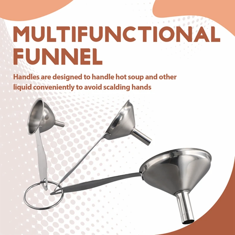 T78C-3-en-1-Funnels-para llenar botellas-Acero inoxidable-Pequeño-Cuocina-Funnel-Set-Para transferir-Esencial-Oleos-Liquidos