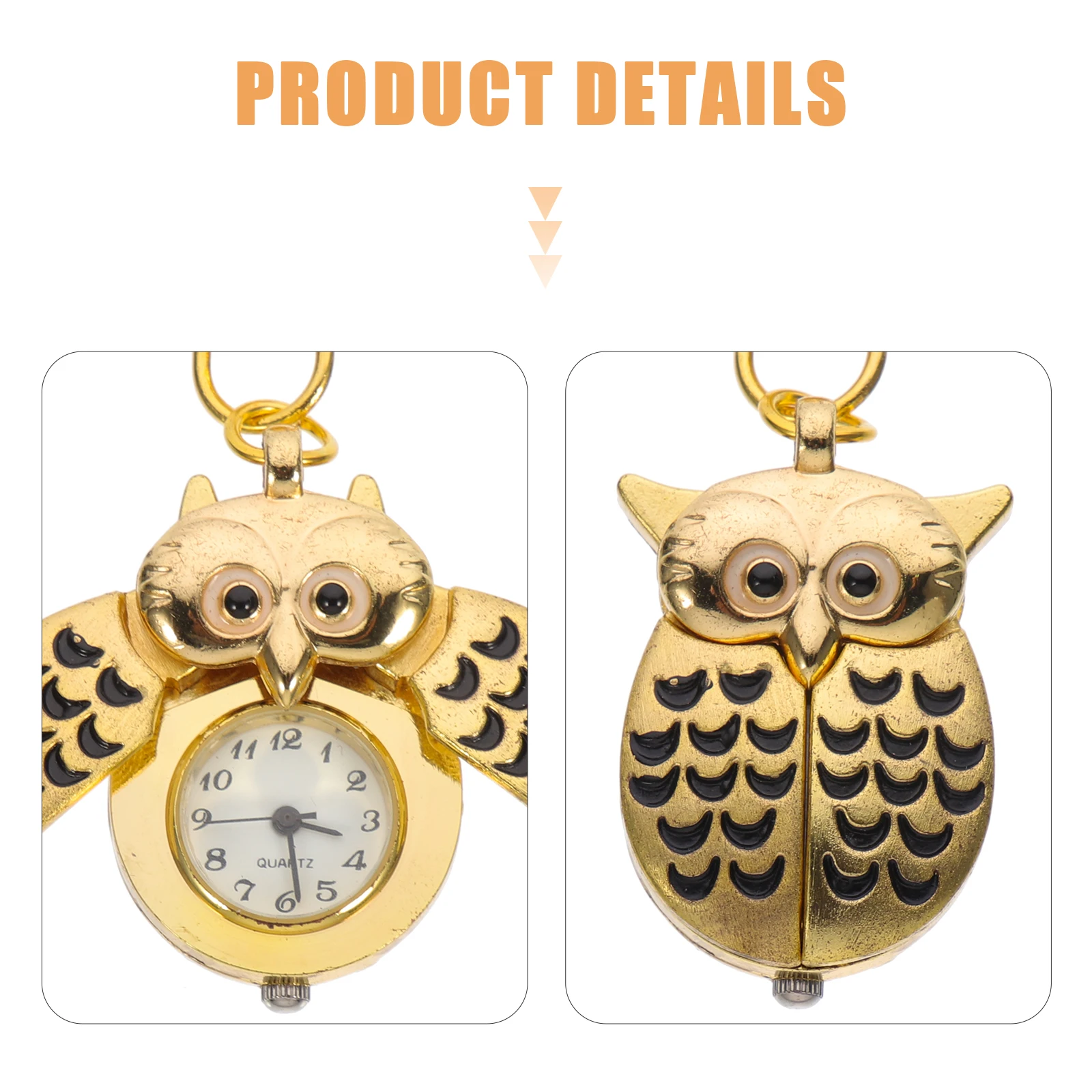 Orologio da tasca in cartone animato Portachiavi Gufo in lega Piccolo ornamento Orologi decorativi da donna Design creativo durevole Pratico