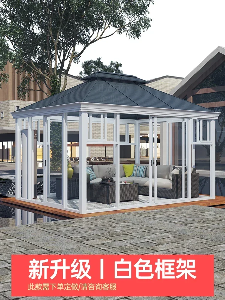 Sun Outdoor courtyard Garden Terrace Villa Quadrangle Pavilion Aluminum alloy Pavilion tent PC board assembly sun room