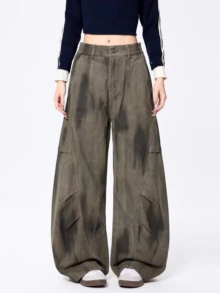 2025 Ropa Grunge Y2K Streetwear Vecchi pantaloni jeans larghi a pieghe per le donne Abbigliamento gamba larga Pantaloni gotici da donna Vaqueros Mujer