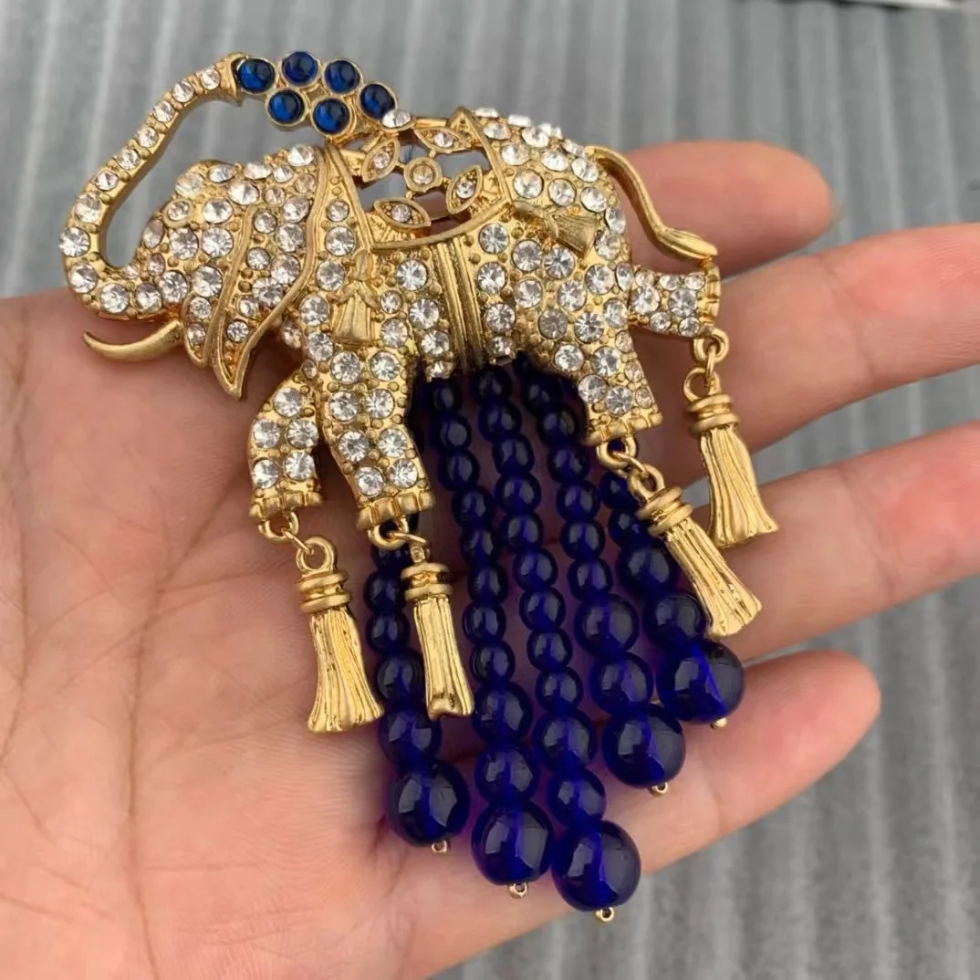 עגיל תסל אופנה פיל תassel עגילים כחולים מזוגגים עבור נערות נשים למסיבת ילדה מתנה סיטונאית