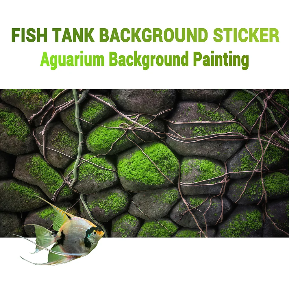 Rankenmoos-Steinwand, Aquarium-Hintergrundbild, Aquarium-Malerei-Aufkleber, Selbstklebend, Landschaftsdekoration