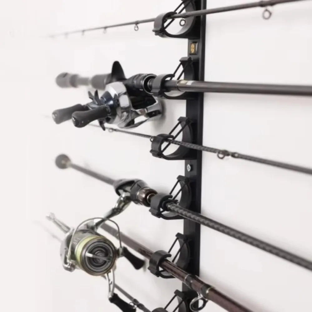 Wall Mount Fishing Rod Holder Ceiling Mount Holds 6 Rods Horizontal Storage Rack Garage Organization System
