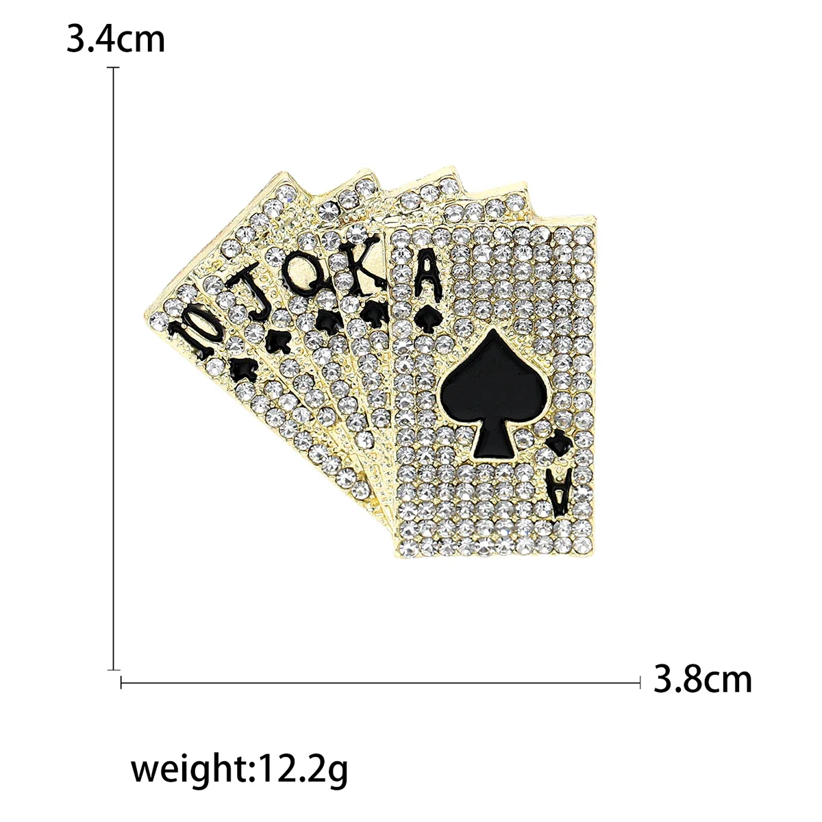 Rhinestone Poker Brooches for Women Unisex Playing Card  Pins Event Party Backpack Decoration Clothes Accessories