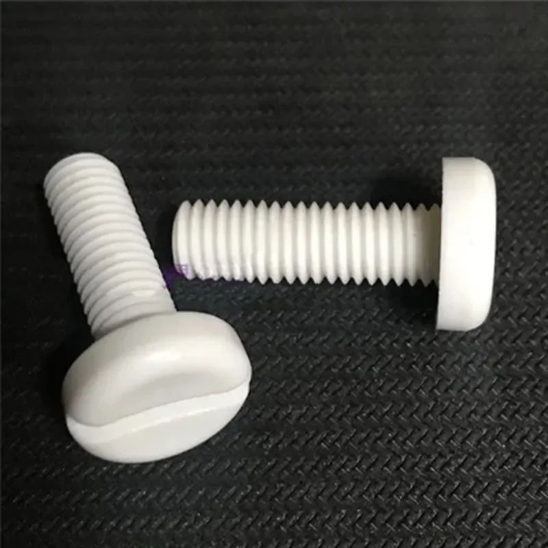 

THRTZXQ 50pcs M3 Polypropylene PP One word Slotted round head Acid and alkali resistant preservative plastic screw bolt 4-20mm L