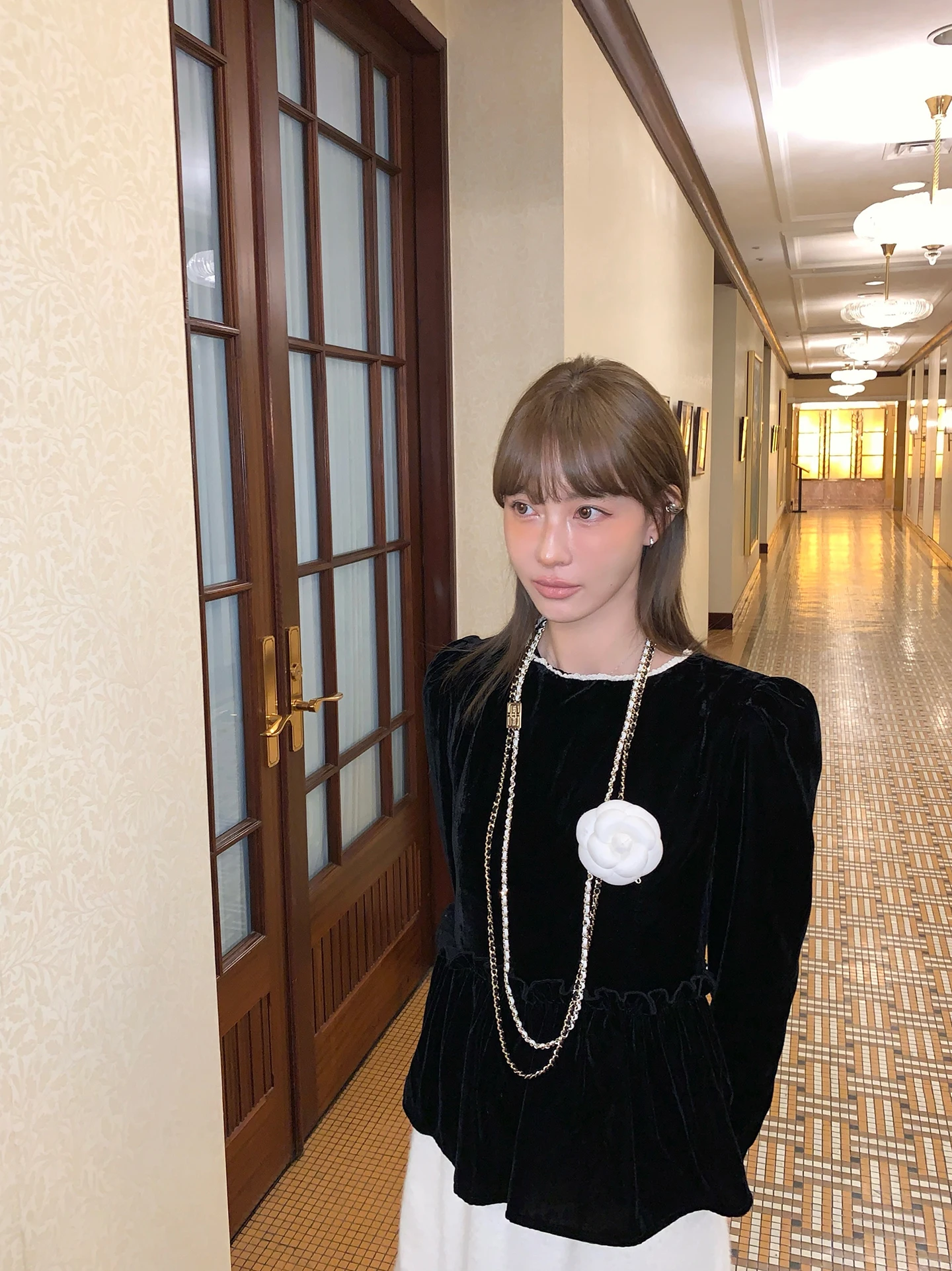 

Cisas New Year Velvet Soft Loose Svel Lace Bloom Dr Winter Faion Set Women's Korean Sle Tee-piece Suit