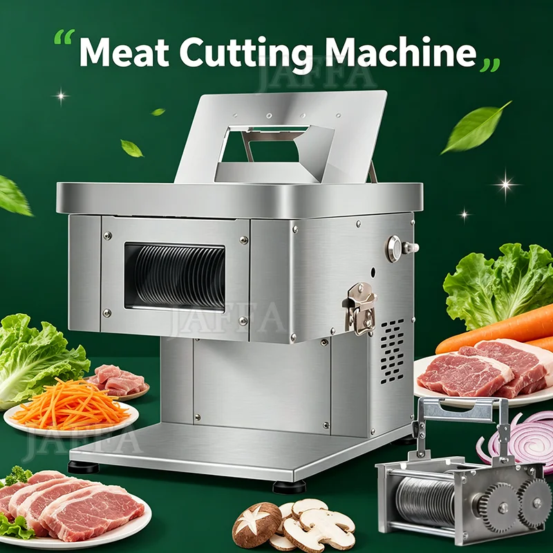Machine à trancher commerciale durable à double usage, trancheuse électrique écoénergétique pour rouleaux de bœuf et d'agneau et processeur de légumes racines