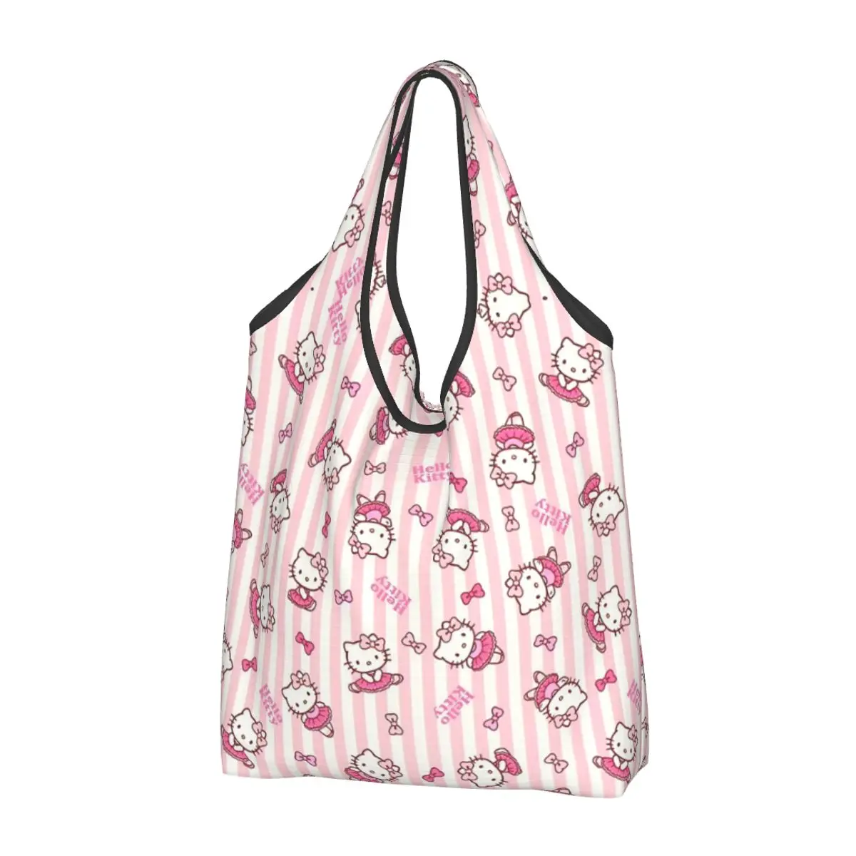 

Reusable Hello Kitty Cute Cartoon Grocery Bags Foldable Machine Washable Shopping Bag Large Eco Storage Bag Lightweight