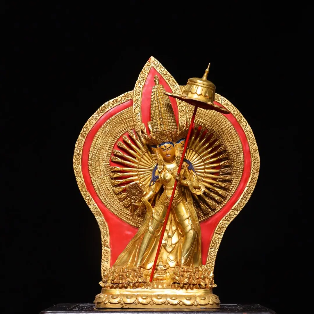 Large Sitatapatra Statue Thousand-Armed Full Gold Plated Pure Copper Nepalese Tibetan Altar Decor