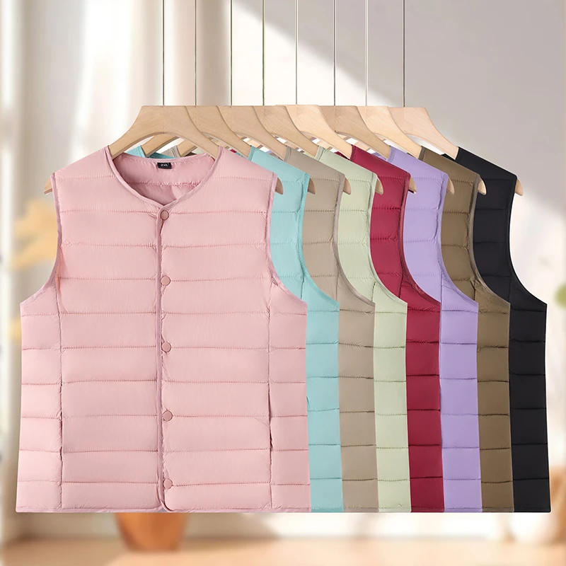 

Женская легкая пуховая хлопковая куртка без рукавов, жилет, осенне-зимняя одежда, женский теплый жилет, жилет, куртка