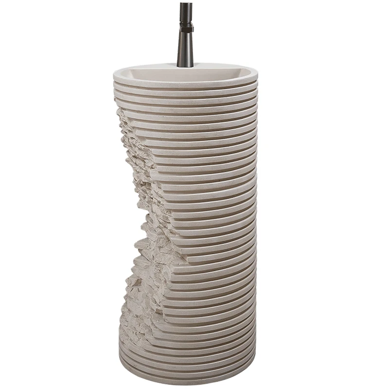 

Japanese wabi-sandy wind personalized wash basin designer integrated floor-to-ceiling wash table creative art homestay